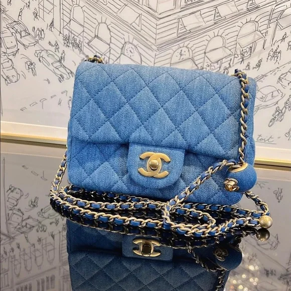 Blue Chanel Clutch 2021 CHANEL Bags Chanel 22c Blue Denim Pearl